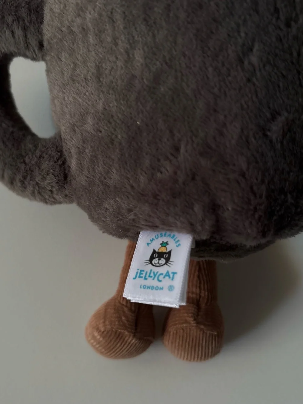 Jellycat Dark Brown Plush Coffee Mug with Tan Corduroy Legs